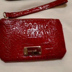 Faux Snakeskin Red Nine West Wristlet